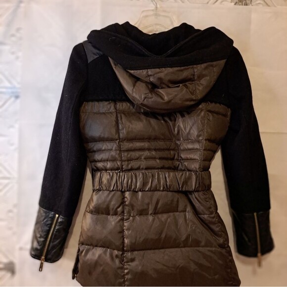 Kenneth Cole Faux Leather Quilted Shacket with an Adjustable Hood - Sz M - Picture 15 of 15